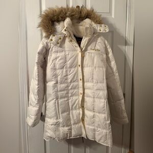 Baby Phat White Puffer Coat with Faux Fur Trim